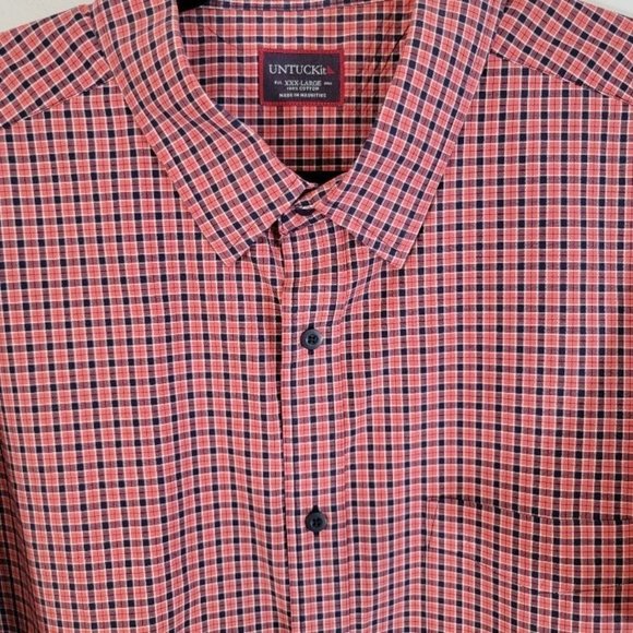 UNTUCKit Other - UnTuckIt Red Blue Plaid Short Sleeve Button Down Shirt Transitional Staple-SzXXL